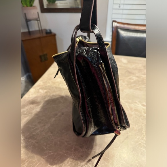 Vintage Hobo black leather shoulder bag convertible strap satchel - Picture 9 of 13